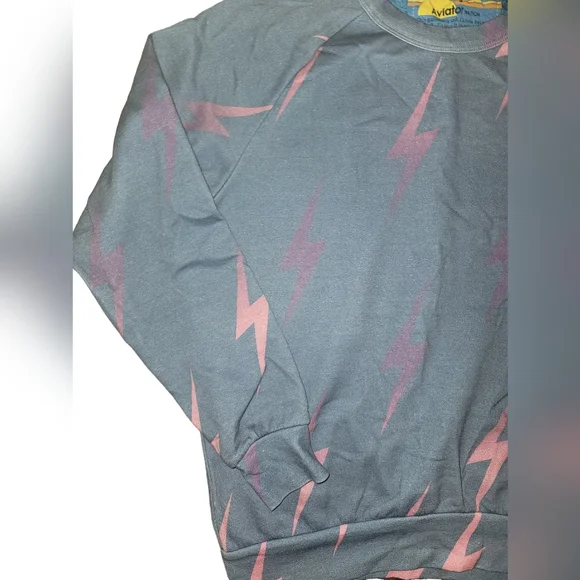 NWOT Aviator Nation Bolt sweater pink and blue small - Picture 3 of 3